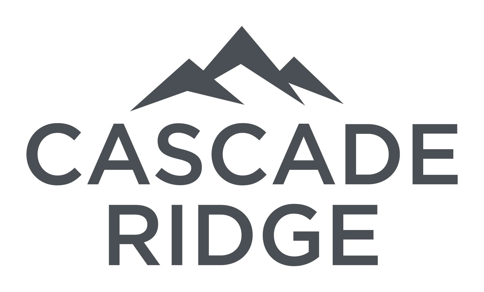 A black and white image of a mountain with the words Cascade Ridge.